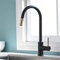 RWCCCRW Grifo de Cocina con Modo de pulverización extraíble, Grifo de Cocina Dorado y Negro Mate, Grifo Mezclador con Grifo de Fregadero de Agua fría y Caliente