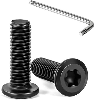 Tunejoy 20 Pezzi Viti a Testa Piatta Torx Nero M8 x 25 mm Vite a Testa Esagonale Bulloni in Acciaio Inox A2 V2A Bulloni per Mobili con Chiavi a T40 Filettatura Completa