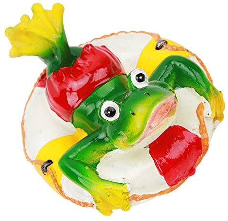 Frosch-Teich-Ornamente, Farbecht, Einfach zu Schwimmen, Schwimmende Frosch-Gartenstatue für Zuhause, Garten, Hof, Frosch auf Reifen Liegend (Schwimmring Frosch)
