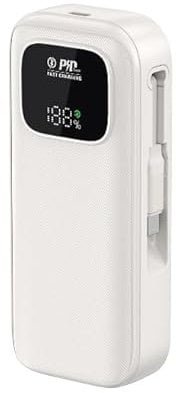10000mAh Power Bank, 30W Fast Charger, PD3.0 & QC4.0, USB-C Input & Output, LED Display, Compact Portable Charger for iPhone 16 15 14, Samsung, Huawei, iPad – Pure White