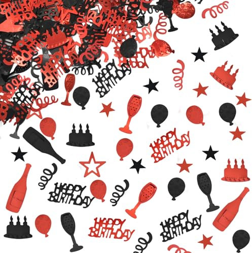 Konfetti Deko Geburtstag Tischdeko Geburtstag dekoration Confetti Streudeko Schwarz und Rot Frauen Männer