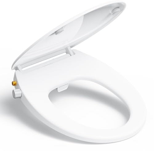 YEAUPE PRO Abattant wc japonais Forme O, Abattant WC avec frein de chute, non électrique avec double buses rétractables autonettoyantes, Kit Abattant japonais,Blanc, 43 * 37.1CM