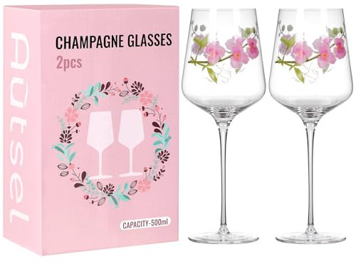 Autsel Wine Glasses Set of 2, 500ml Crystal Red&White Wine Glasses, Friendship Gift for Women, Personalised Birthday Special Friend Leaving Gifts