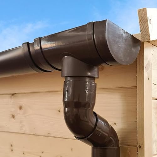 Homeidea Kit Grondaia Universale in PVC per Casette in Legno a Doppia Falda – Completo di Tubi, Curve e Accessori 420cm Singola