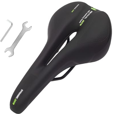 Yunova Bike Seat for Men and Women - Comfortable Bicycle Saddle with Triple Shock Absorption, Waterproof PU Leather, Ergonomic Wide Design, Reflective Strip for Road and Mountain Bikes