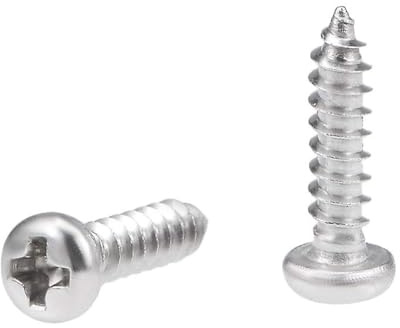 TOP-VIGOR M3 x 12mm Self Tapping Screws, 50Pcs Wood Screws Assortment | Stainless Steel Pan Head Phillips Self Drilling Screws, Round Head Sheet Metal Wood Screws for Wood & Metal, Plastic, DIY