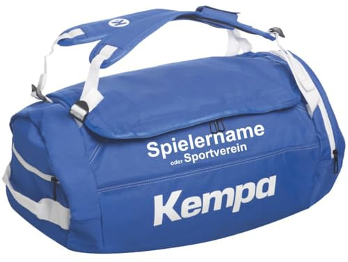 Kempa Sportartikelland Angebot Sporttasche Rucksack K-LINE 40 L 53 x 30 x 26 cm blau mit Aufdruck Name