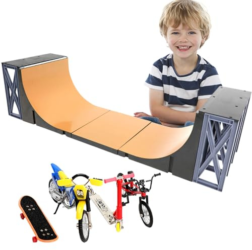 Finger Skate Park Kit - Mini Skater Set, Dedales de juguete | Pequeña rampa para niños y pista de obstáculos con herramientas de reparación, configuración de teclas para niños y niños que aprenden
