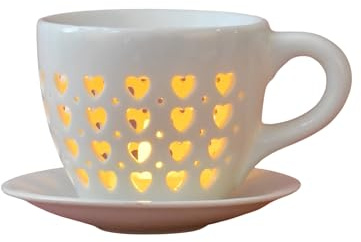 Woodside Home Living Tea Cup & Saucer Wax Melt Warmer - Hearts