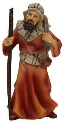 ZICOM Krippenfigur Miniaturfigur Miniatur Kameltreiber mit Stock Höhe 13,8cm handbemalt Polyresin, Modellbau Puppenhaus