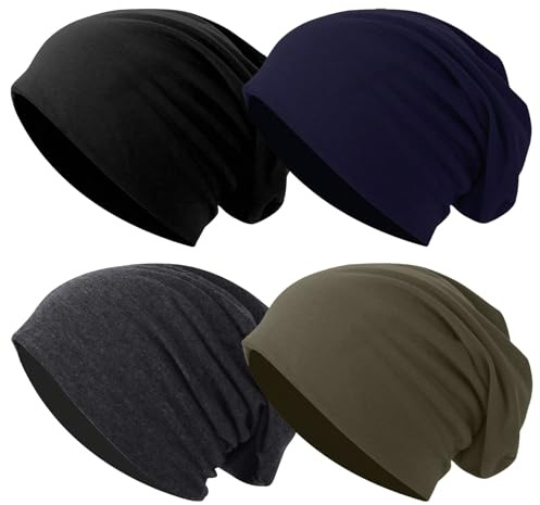 Fjquamitix 4 Stück Slouch Beanie Hüte für Damen Herren weiches leichtes Winter Slouchy Beanie Mütze Unisex Baggy Skull Caps