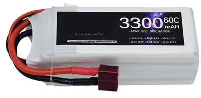 Batterie LiPo 4S 14,8 V 1500 mAh, 1800 mAh, 2200 mAh, 2600 mAh, 3300 mAh, 3000 mAh, 45 C/60 C, Compatible avec Les Drones RC FPV, quadricoptères, Voitures de Course Deans/XT60(4S3300 60C T)