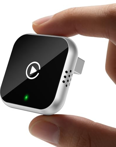 OVVOFPP 2026 Adaptateur CarPlay sans Fil Puce quadricœur 5G sans Latence Filaire-sans Fil prêt à l'emploi,Connexion Rapide et Stable, Compatible avec Les Véhicules Fabriqués Après 2016 (Argento)