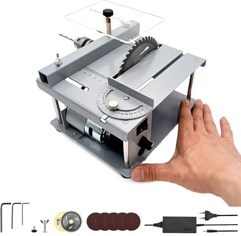 Eirolace Mini Scie De Table, Mini Scie Circulaire De Table avec 3 Lames, 90w Multifonctionnelle Portable De Précision pour Bricolage, Mini Scie De Table pour Modélisme, Entreprises Artisanales, DIY