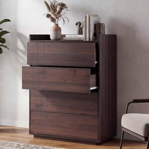 Mendler Kommode HWC-P44 MDF 107x80x40cm - Walnuss-Optik