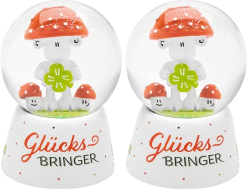 Sheepworld Traumkugel Motiv Glücksbringer | Schneekugel, Glas, Polyresin, Motivdruck | Geschenk Prüfung, Silvester | 47743 (Packung mit 2)