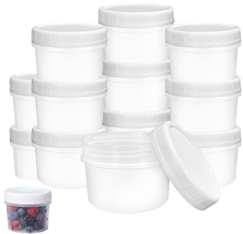 yunfeen 12 PCS Small Food Containers with Lids 120ml, Plastic Small Sauce Snack Pots with Lids Screw Top, for Yogurt Salad Dressing Lunch Box(Transparent 6.5 * 5cm)