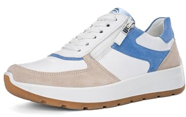 ARA Damen Sneaker New York Shell,weiß,Azzuro,Sky Gr. 44