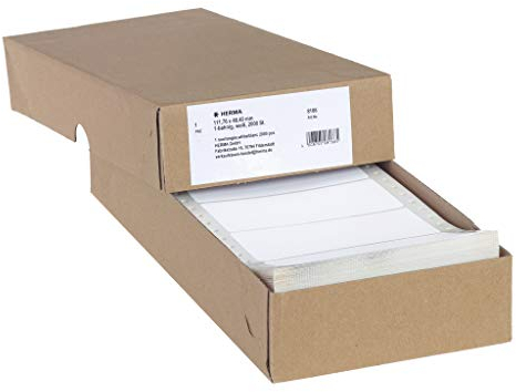 HERMA 8166 Computeretiketten endlos, 111,76 x 48,4 mm, 1-bahnig, 2000 Stück, selbstklebend, Endlosetiketten Aufkleber mit Führungslochrand, matt, blanko Papier Computer Etiketten, weiß