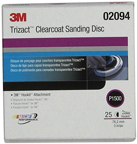 3M Trizact Hookit Clear Coat Sanding Abrasive Disc 471LA, 02094, 3 in, P1500, 25 Discs per Carton
