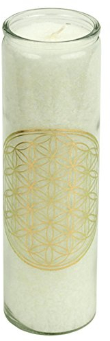 Vela aromática para meditación (menta, limoncillo e incienso), diseño con flor de la vida