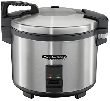Proctor Silex Commercial 37560R Rice Cooker/Warmer, 60 Cups Cooked Rice, Non-Stick Pot, Hinged Lid, Stainless Steel Housing