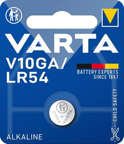 VARTA Lot de 10 Piles bouton alcaline Electronics V10GA LR54 1,5 Volt