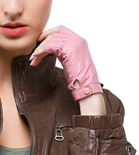 Nappaglo Fingerlos Lederhandschuhe Damen Autofahrer Sommer Motorrad Handschuhe Größe M Rosa