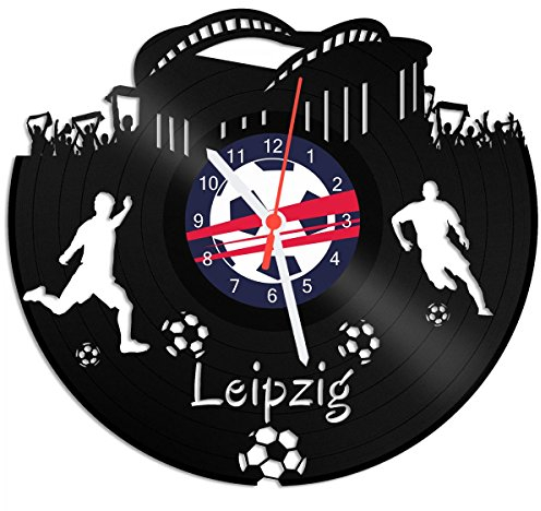 GRAVURZEILE Schallplattenuhr Leipzig - 100% Vereinsliebe - Upcycling Design Wanduhr aus Vinyl Made in Germany