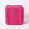 Homescapes gestrickter Sitzhocker Sitzwürfel pink, Strick Sitzpuff 35 x 35 x 35 cm, Strickhocker mit grob gestricktem Bezug aus 100% Baumwolle, Füllung aus 100% Polystyrol, rosa