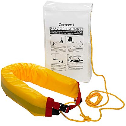 Compass Bergeschlaufe weiß inkl. Reflex-Schwimmring & Pick-up-Gurt I 45m Polypropylen-Leine I Hohe Sichtbarkeit | Separate Netztasche I Ideal für Wassersicherheit