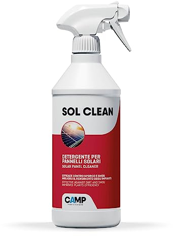 CAMP Sol Clean - Detergente Spray per Pannelli Solari, Formula Pronta all'Uso per Pulizia Pannelli Fotovoltaici - Rimuove Sporco, Polveri, Smog e Calcare e Migliora il Rendimento Energetico, 750 ml