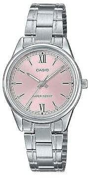 Casio LTP-V005D-4B2 Orologio analogico da donna standard in acciaio inossidabile con quadrante rosa a 3 lancette, Orologio analogico, movimento al quarzo