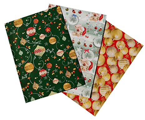 Florio Carta Geschenkpapier Weihnachten, 3 Bögen, 70 x 100 cm, gefaltet, Mehrfarbig