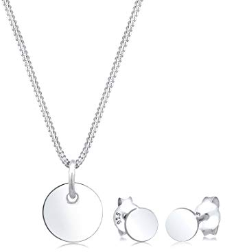 Elli Schmuckset Damen Plättchen Geo Basic Trend in 925 Sterling Silber