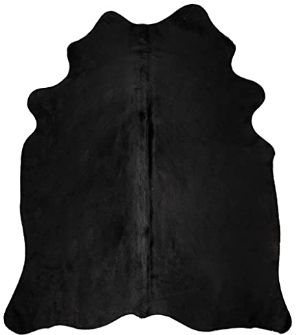 vidaXL Teppich Echtes Kuhfell Rinderfell Stierfell Echtfell Fell Fellteppich Bettvorleger Deko Wohnzimmerteppich Schwarz 150x170cm