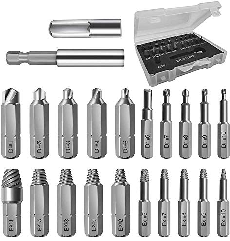Kit per Estrattore Viti Danneggiate, 22 Pezzi Set Estrattori Viti Danneggiate, Estrattore Viti Spanate, HSS Magnetica Set Rimozione Bulloni con Punte 10 Misure Ed Estrattore per Rimozione Vite Rotta