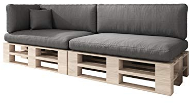 sunnypillow Palettenkissen mit abnehmbarem Bezug Palettenauflage Palettenpolster Palettensofa Sitzkissen Rückenlehne Indoor/Outdoor 6er Set 120 x 80 Anthrazit