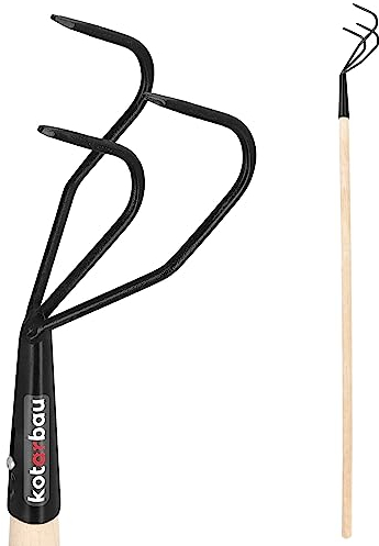 KOTARBAU® Coltivatore Manuale con 3 Denti Artiglio da Giardino in Acciaio con Manico in Legno 125 cm Sarchiello da Giardino Strumenti per il Giardinaggio Zappatrice Manuale Accessori da Giardino