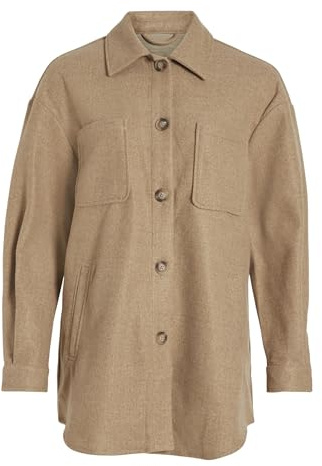 Vila Female Jacke Female Damen Oversize Hemdjacke VIKIMMI mit Knopfleiste – Leichte Shacket mit Brusttaschen und Seitentaschen
