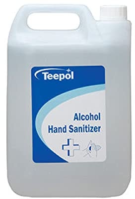 Teepol Alcohol Hand Sanitizer 5L - Moisturising Hand Sanitizer Gel - Non Sticky - Fast-Acting & Effective Against 99.9% of Germs - Canister, 5 Litre Refil Pack