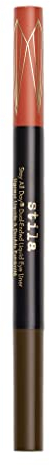 Stila All Day Doppelendiger flüssiger Eyeliner, einfach zu bedienender Eyeliner-Stift, wisch- und übertragungsfest, Liner bleibt den ganzen Tag und die Nacht, läuft reibungslos an, ohne zu springen oder zu verschmieren – Bernstein/Dunkelbraun