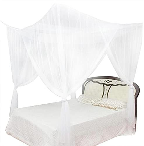 HTRNDDFF Moskitonetz aus 100% Baumwolle, schwarz, weiß, für Doppelbett, Vier Eckbetten, Pfostenbett, Moskitonetz, vollständiges Queen-Size-Bettwäschenetz, weiß