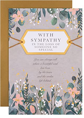 Hallmark Trauerkarte, klassisches Blumen-Design mit herzlichem Vers