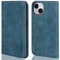 VISOUL Hülle für iPhone 14, Schutzhülle Erstklassiges Rindsleder Schützt vor Stoß Kartenfach Magnetverschluss Stand RFID TPU Etui Case Blau