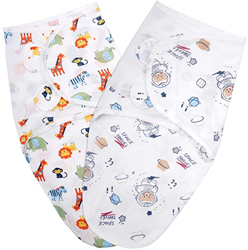 Vicloon Pucktuch 0-3 Monate, 2er Pack Pucksack Baby aus 100% Bio-Baumwolle, Sicherheit, Universal Verstellbare, Wickeltuch für Säuglinge Babys Neugeborene-Blau+Rosa