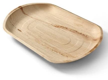 ECO Leaf Lot de 10 grands plateaux de service jetables en feuille de palmier ovales 56 cm x 30 cm pour débutants, assiettes de mariage, comme des assiettes en bois | Plateaux alimentaires chauds