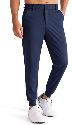 Libin Homme Golf Jogging Pantalons Extensibles Slim Golf Pantalon de Sport Travail Athlétique Décontracté avec Poches, Bleu Marine, XXL