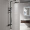 Heilmetz Duschsystem mit Thermostat 25x25cm Regendusche Duschset 304 Edelstahl Duschsäule mit Kopfbrause und Handbrause Duschsystem Regendusche Verstellbarer Duschstange 800-1180mm -Schwarz