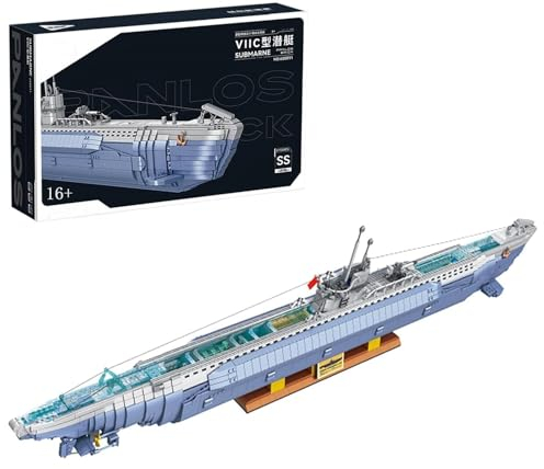 Auforua Panlos 628011 WW2 Deutsches U-Boot U-552 Modell mit 17 Soldat Figuren, 6172 Teile Klemmbausteine Groß MOC Bausatz, Klemmbausteine U-Boot